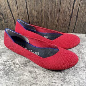 Rothy’s The Flat Women’s 8 Red Round Toe Knit Slip On Ballet Flats